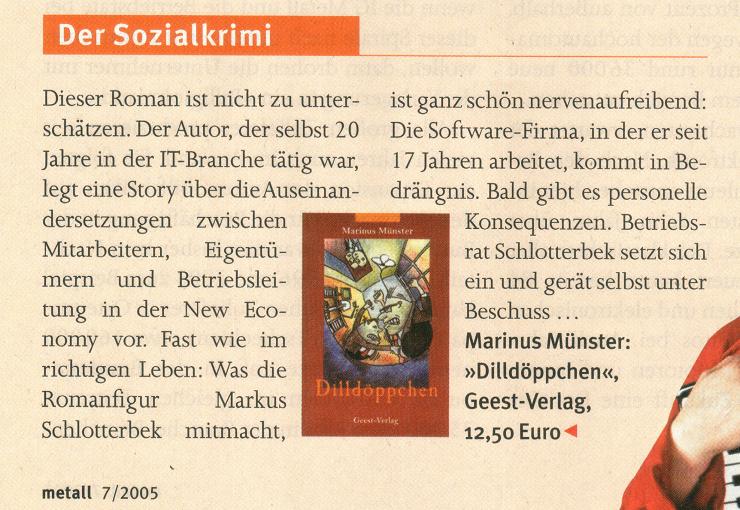 Rezension auf Seite 21 der metall 7/2005